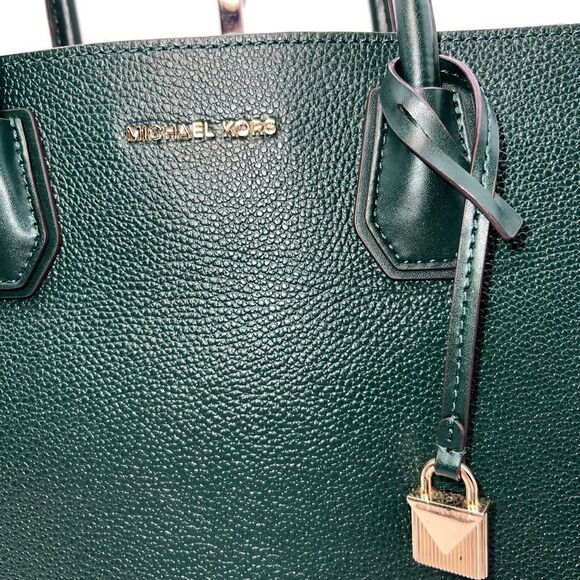 Michael Kors Mercer Large Saffiano Leather Tote Bag in Deep Green - Picture 2 of 16